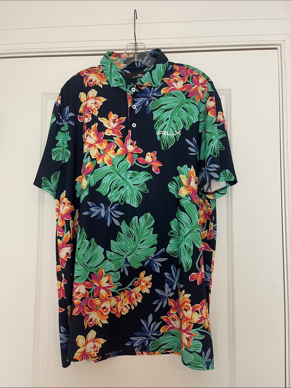 Ralph Lauren RLX Performance Polo Pro Fit Hawaiian Pattern Golf Shirt XL